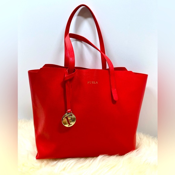 Furla Sally Tote Saffiano PVC and Leather Trim Kiss/Red